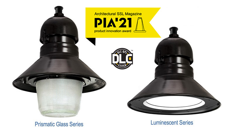 Outdoor pendant lighting options - prismatic glass and luminescent series