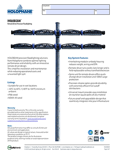 HOLOBEAM Spec Sheet